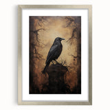 Spooky Wall Art - Gothic Raven on Haunted Landscape