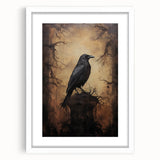 Spooky Wall Art - Gothic Raven on Haunted Landscape