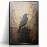 Spooky Wall Art - Gothic Raven on Haunted Landscape