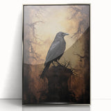 Spooky Wall Art - Gothic Raven on Haunted Landscape