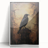 Spooky Wall Art - Gothic Raven on Haunted Landscape