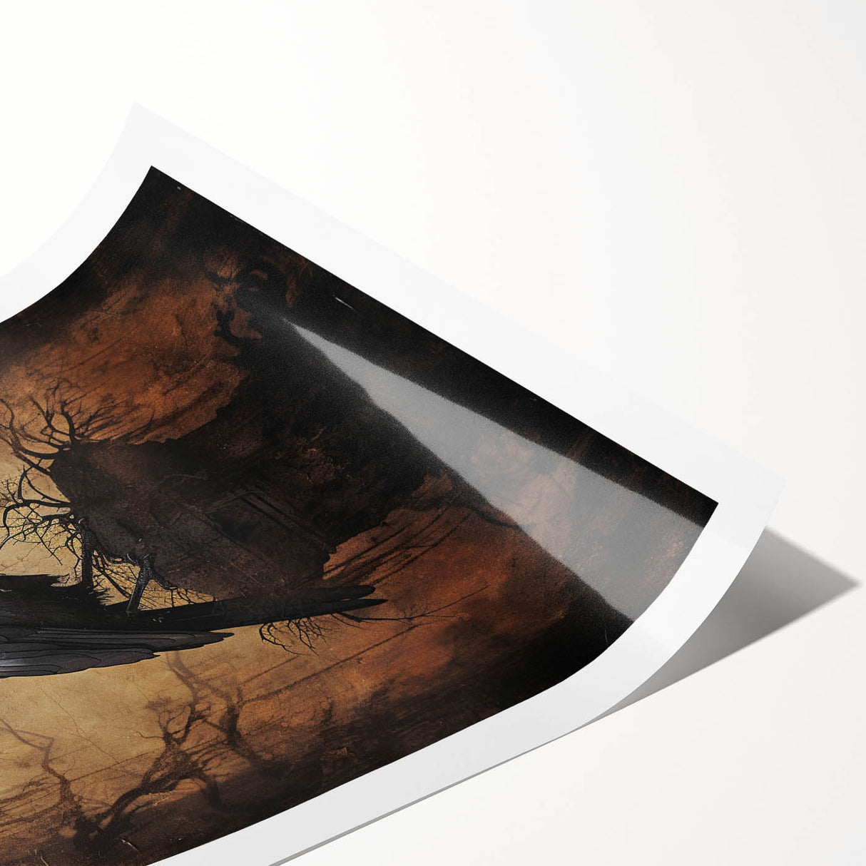 Spooky Wall Art - Gothic Raven on Haunted Landscape
