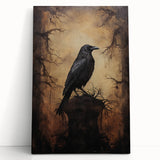 Spooky Wall Art - Gothic Raven on Haunted Landscape