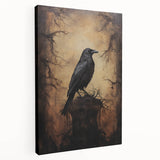 Spooky Wall Art - Gothic Raven on Haunted Landscape