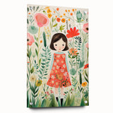 Personalized Kids Art - Floral Garden Girl Nursery Wall Print
