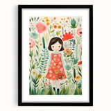 Personalized Kids Art - Floral Garden Girl Nursery Wall Print