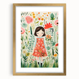 Personalized Kids Art - Floral Garden Girl Nursery Wall Print
