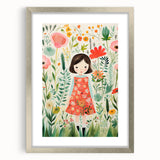 Personalized Kids Art - Floral Garden Girl Nursery Wall Print