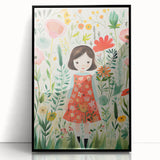 Personalized Kids Art - Floral Garden Girl Nursery Wall Print