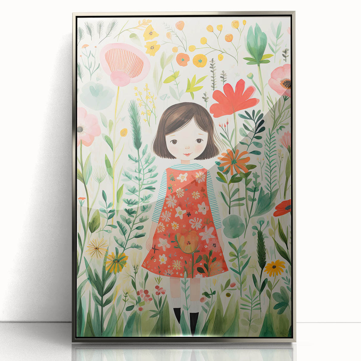 Personalized Kids Art - Floral Garden Girl Nursery Wall Print