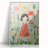 Personalized Kids Art - Floral Garden Girl Nursery Wall Print