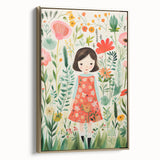 Personalized Kids Art - Floral Garden Girl Nursery Wall Print