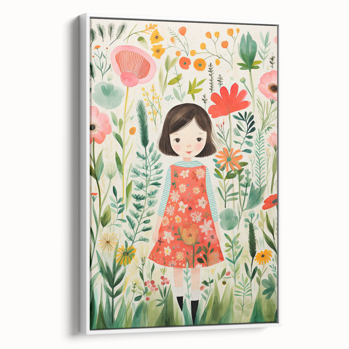 Personalized Kids Art - Floral Garden Girl Nursery Wall Print