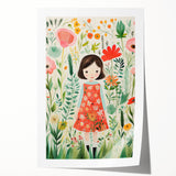 Personalized Kids Art - Floral Garden Girl Nursery Wall Print
