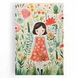 Personalized Kids Art - Floral Garden Girl Nursery Wall Print