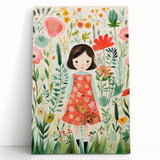 Personalized Kids Art - Floral Garden Girl Nursery Wall Print
