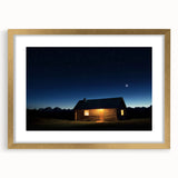 Elegant barn frame with a gold mat showcasing a textured landscape artwork, ideal for home decor or art enthusiasts, adding sophistication to any room.