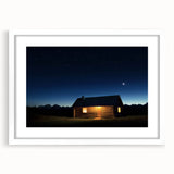 Landscape barn frame in white with a mat, showcasing a minimalist design. Ideal for modern home decor, enhancing art displays with elegance and style. This frame adds a sophisticated touch to any artwork or photography presentation, making it perfect for interior design enthusiasts.