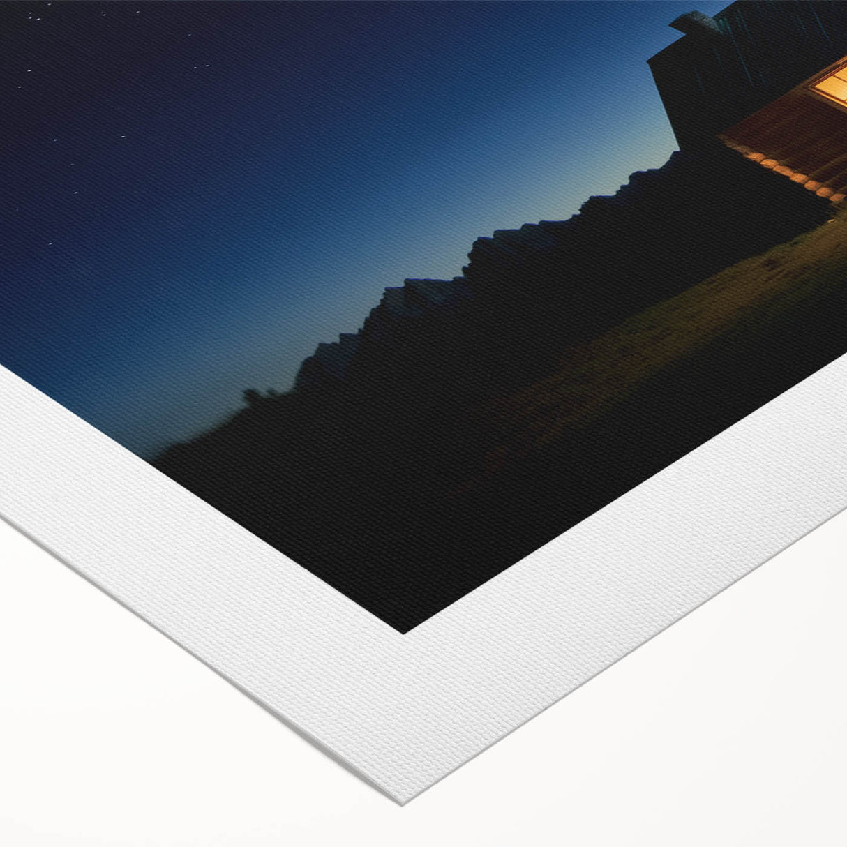 Rolled landscape canvas showcasing a serene barn scene with vivid colors, encased in a protective cardboard tube, ideal for rustic home decor. Perfect for enhancing farmhouse aesthetics.