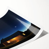 Rolled print showcasing a vibrant landscape design featuring a rustic barn against a scenic backdrop, elegantly packaged in a protective cardboard tube for secure shipping.