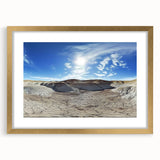 Framed landscape artwork depicting a stunning canyon scene, featuring a gold mat border and elegant frame, ideal for enhancing modern home decor.