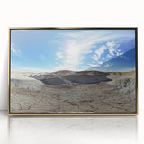 Framed acrylic artwork showcasing a vibrant canyon landscape with rich gold accents and intricate details, ideal for enhancing modern home decor.