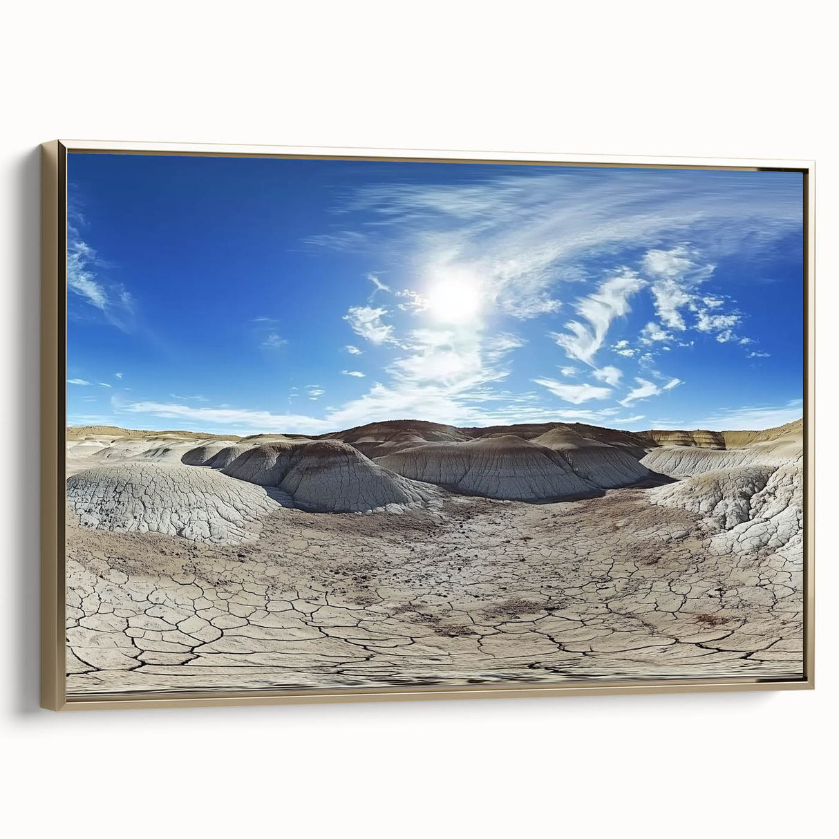 Framed canvas artwork depicting a stunning landscape of canyons in rich golden hues, showcasing intricate details and textures, perfect for home decor enhancement.