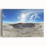 Vibrant stretched canvas artwork depicting a stunning landscape of canyons at sunset, showcasing rich earth tones and dramatic rock formations, perfect for home decor.