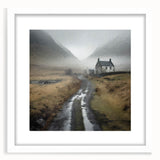 Landscape countryside wall art framed with a white mat, showcasing vibrant greenery and a serene sky, perfect for home decor enthusiasts seeking nature-inspired designs.