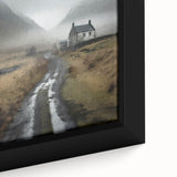 Framed canvas wall art showcasing a serene countryside landscape with vibrant green fields and a bright blue sky, perfect for home decor.