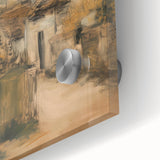 Close-up of a vibrant acrylic landscape artwork featuring bold colors and intricate details, showcasing a serene natural scene, perfect for home decor.