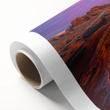 Desert landscape rolled canvas artwork showcasing vibrant colors and intricate details, elegantly packaged in a durable cardboard tube for safe delivery.