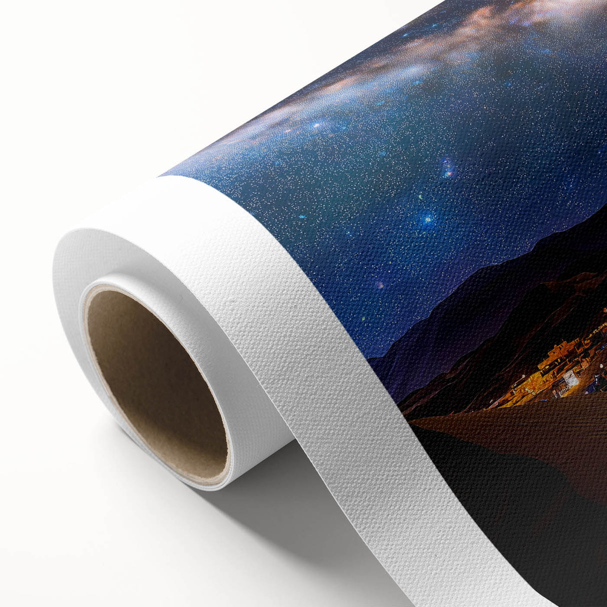 Rolling dunes landscape canvas print showcasing gentle undulating sand hills in warm tones, ideal for home decor, wrapped in a protective cardboard tube.