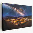 Serene desert landscape canvas artwork showcasing soft golden dunes under a bright blue sky, perfect for enhancing home decor with a tranquil vibe.
