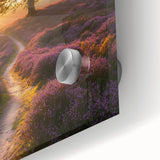 Close-up of vibrant acrylic landscape artwork showcasing rolling green fields and a clear blue sky, designed for home decor enhancement and artistic expression.