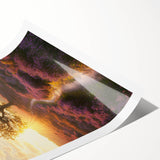 Vibrant rolled canvas print showcasing a serene landscape with lush green fields and rolling hills, ideal for home decor and art enthusiasts. Packaged securely for safe delivery.