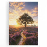 Vibrant landscape canvas artwork featuring rolling green fields under a bright blue sky, perfect for home decor or office spaces, enhancing any environment's aesthetic.