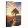 Stretched canvas artwork showcasing a serene landscape of vibrant green fields under a clear blue sky, ideal for home decor or office spaces. The piece captures the essence of nature, inviting tranquility and beauty into any room.