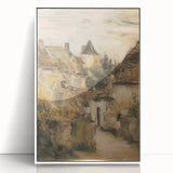 Framed acrylic landscape artwork in a sleek white frame, showcasing vibrant hues of green and blue, ideal for modern home decor and art enthusiasts.