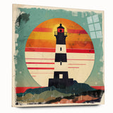 Acrylic glass wall art showcasing a serene coastal landscape with a lighthouse, vibrant colors, and a side view design, perfect for home decor or nautical themes.