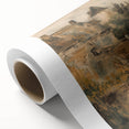Rolled canvas showcasing a vibrant landscape design with rich colors and intricate details, elegantly packaged in a durable cardboard tube for safe shipping. Perfect for home decor enthusiasts seeking unique wall art.