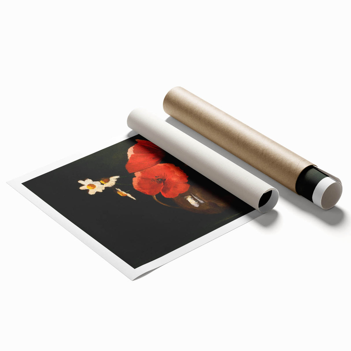 Modern Wall Art Print - Elegant Poppies and Daisies Still Life - Floral Decor