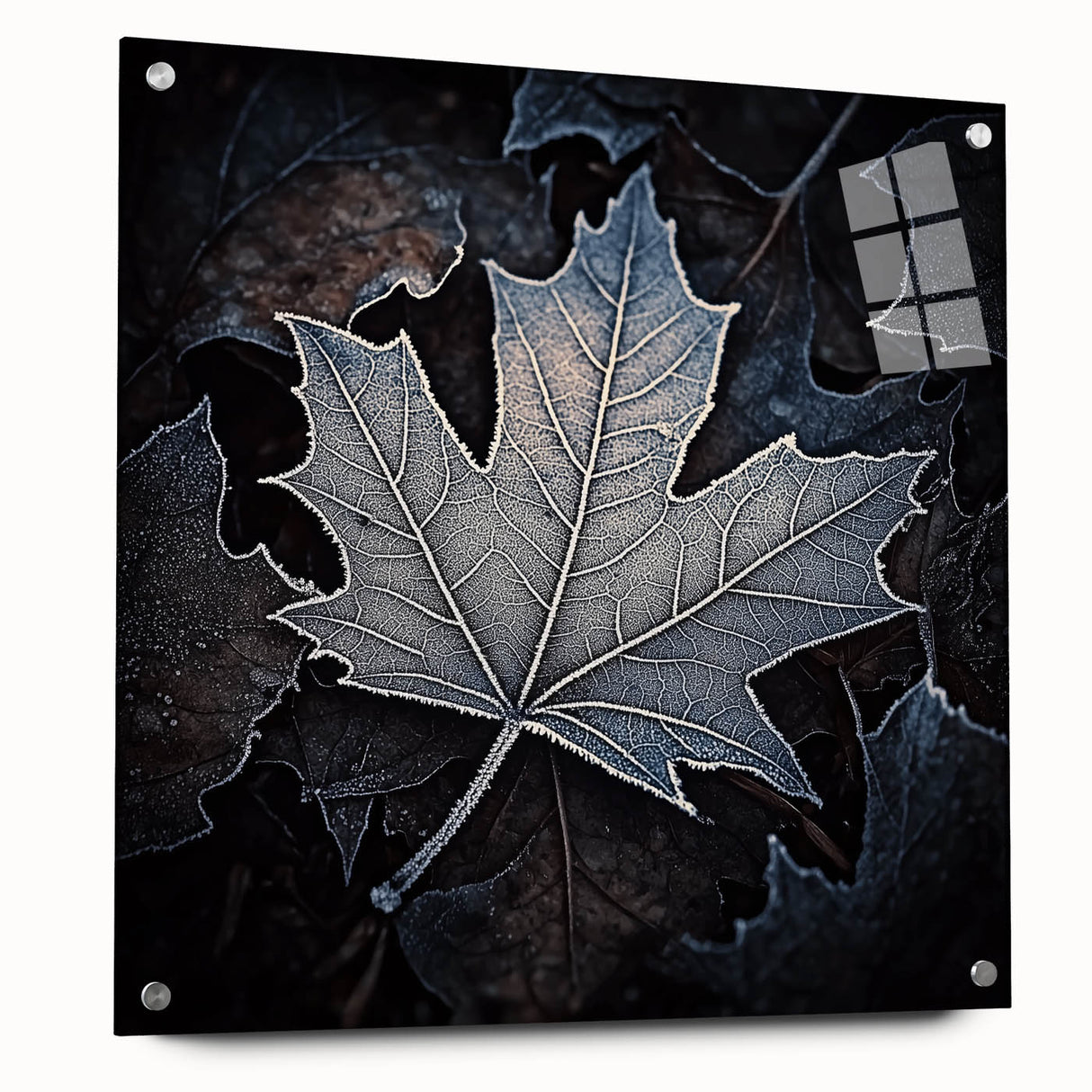 Close-up of green leaves on acrylic glass, ideal for bedroom or dining room decor.
