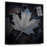 Large abstract wall art featuring close-up of green leaves on acrylic glass, ideal for bedroom or dining room decor.