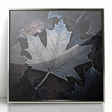 Mid-century modernist art featuring close-up of green leaves in a silver frame, ideal for nursery wall decor.