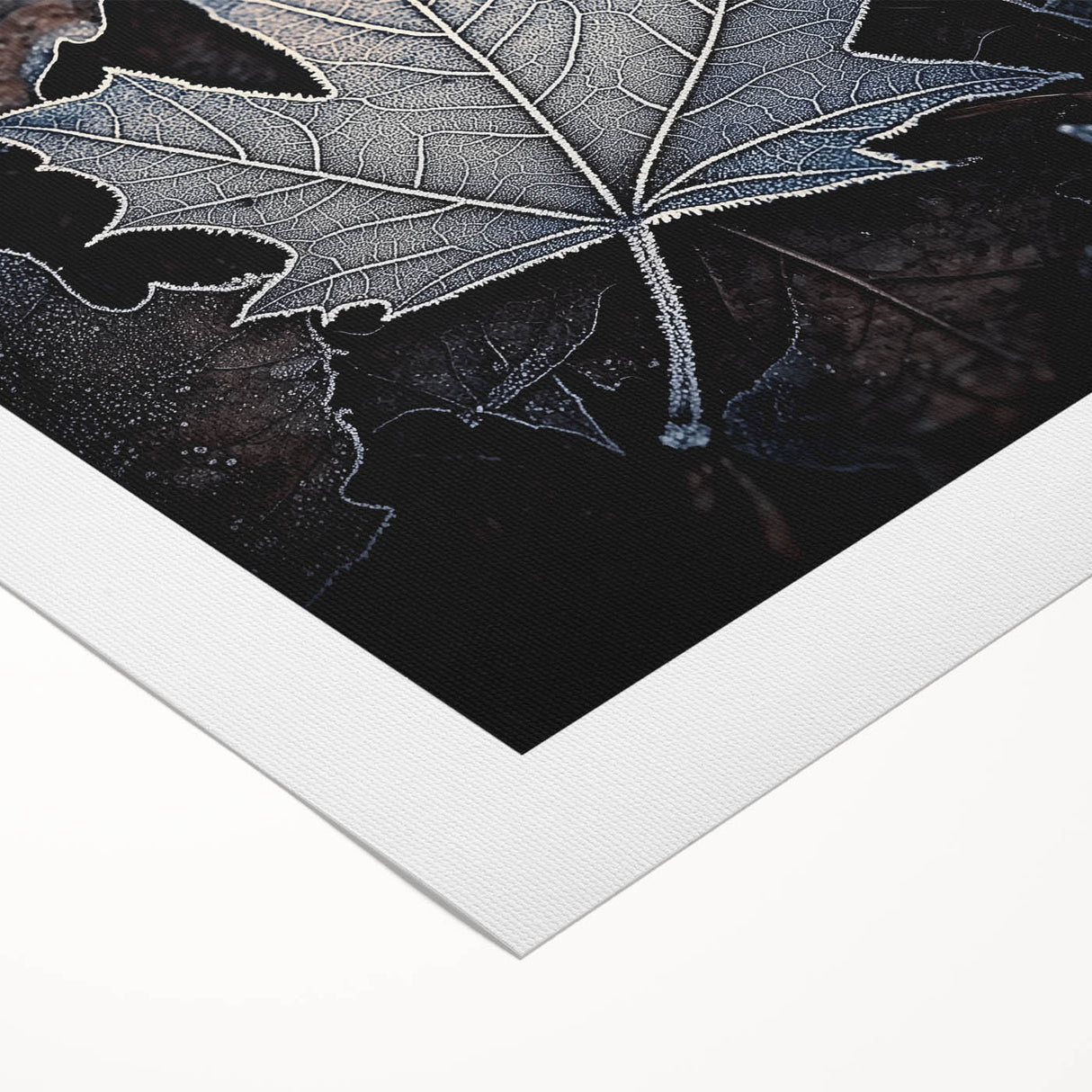 Art deco poster featuring close-up of green leaves, printed on rolled canvas, suitable for dining room wall.