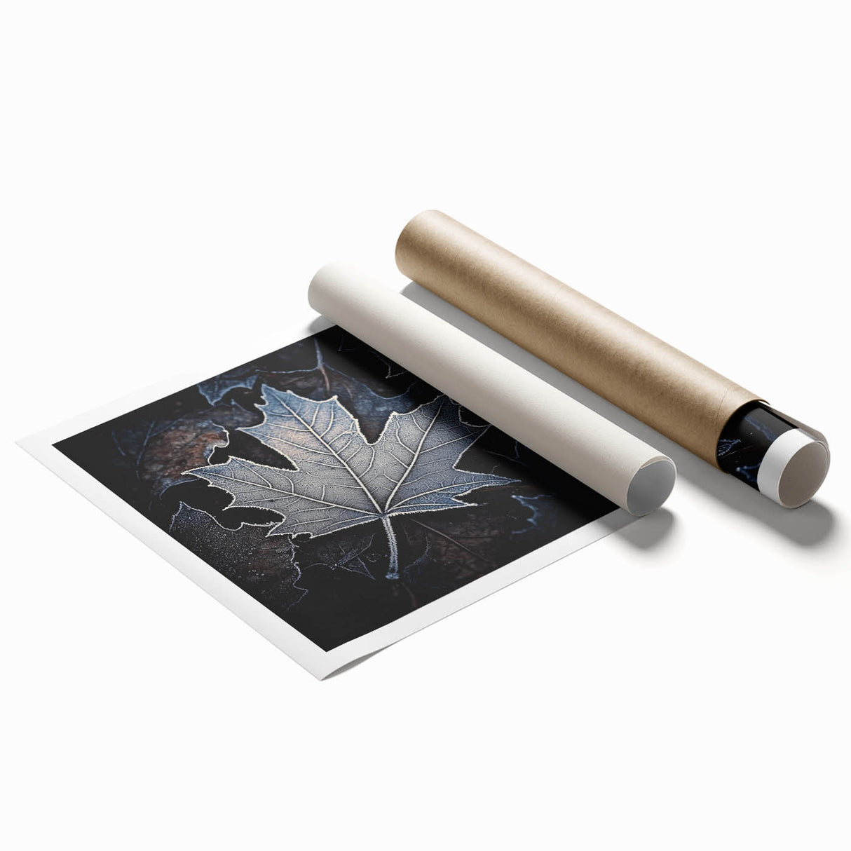 Close-up of green leaves in a rolled print, ideal for classy bathroom wall art or large living room ambiance.