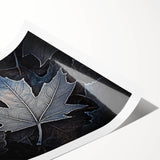 Extra large rolled print featuring close-up line art of leaves in monochrome, ideal for large living room wall art.