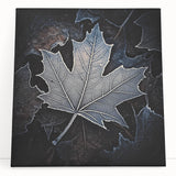 Black and white close-up photo of leaves on large stretched canvas, suitable as kitchen wall art or bedroom decor.