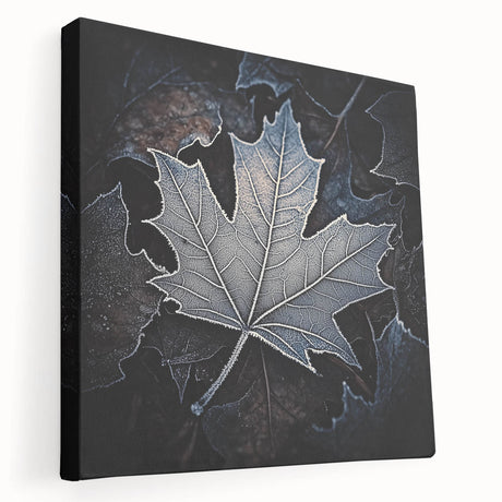 Close-up of green leaves on a large stretched canvas, ideal for kitchen wall art.